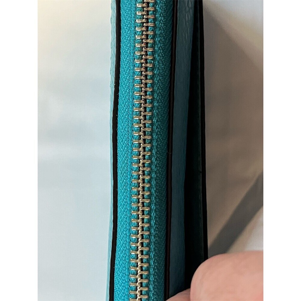 COACH Wallet Womens One Size Teal Blue Zip-Around Accordion Zip Coin​ - Picture 4 of 4
